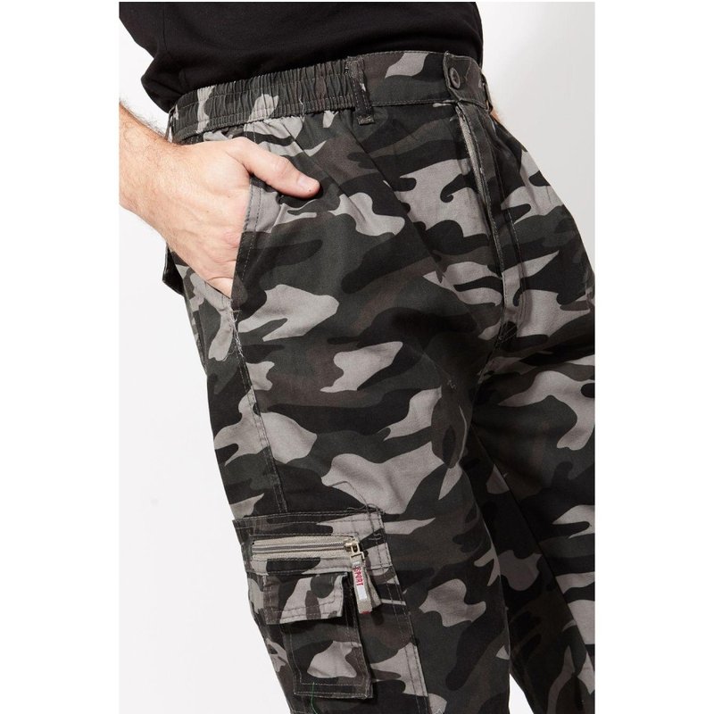Krisp Mens Camouflage Cargo Pants In Grey