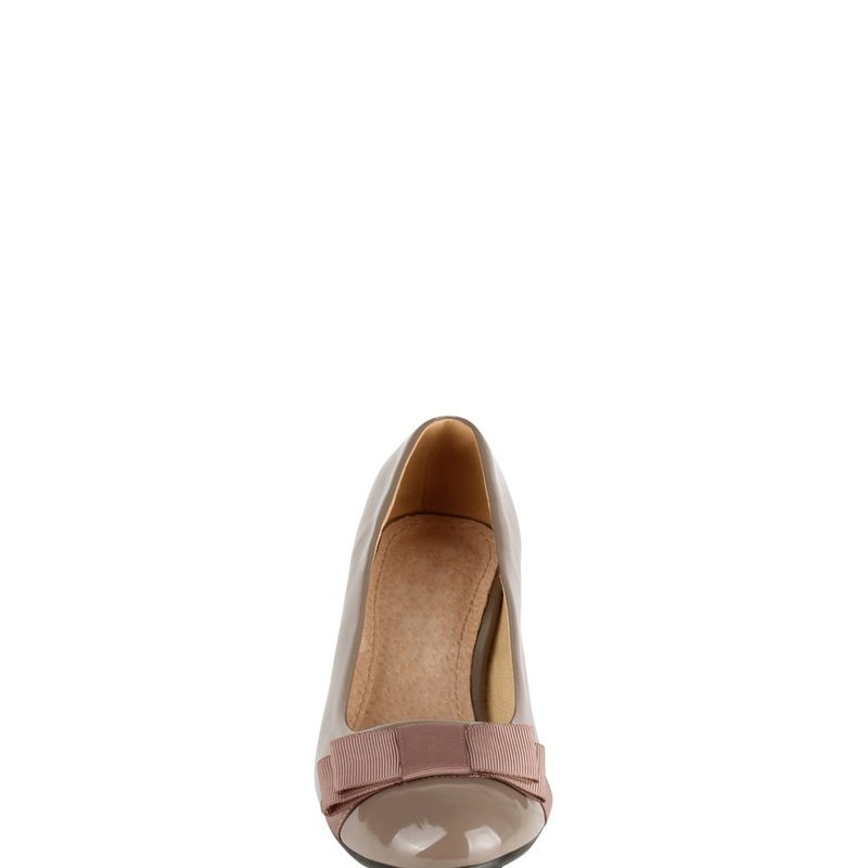 Shop Krisp Womens/ladies Bow Toe Low Heel Leather Court Shoe In Brown