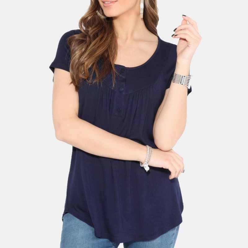Krisp Womens/ladies Flared Short-sleeved Top In Blue