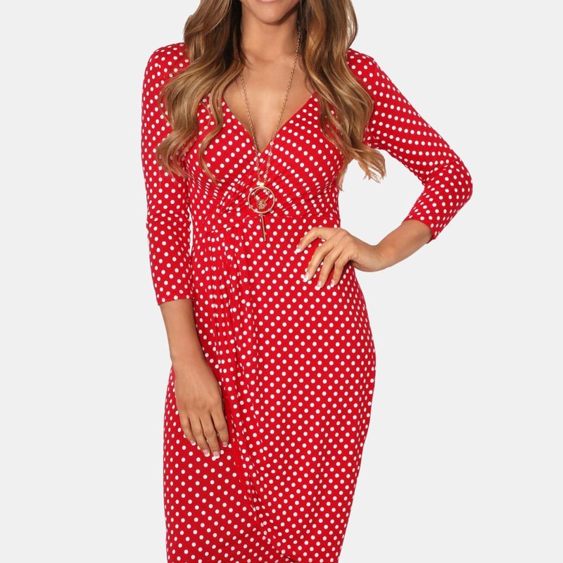 Krisp Womens/ladies Polka Dot Crossover Dress In Red