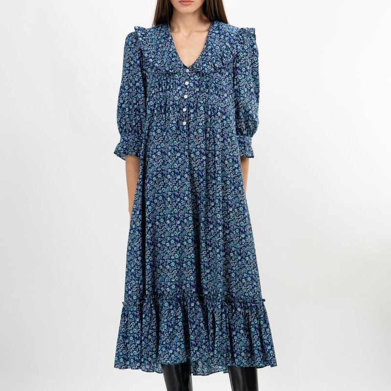 Shop Kristinit Margaux Artisanal Dress In Blue