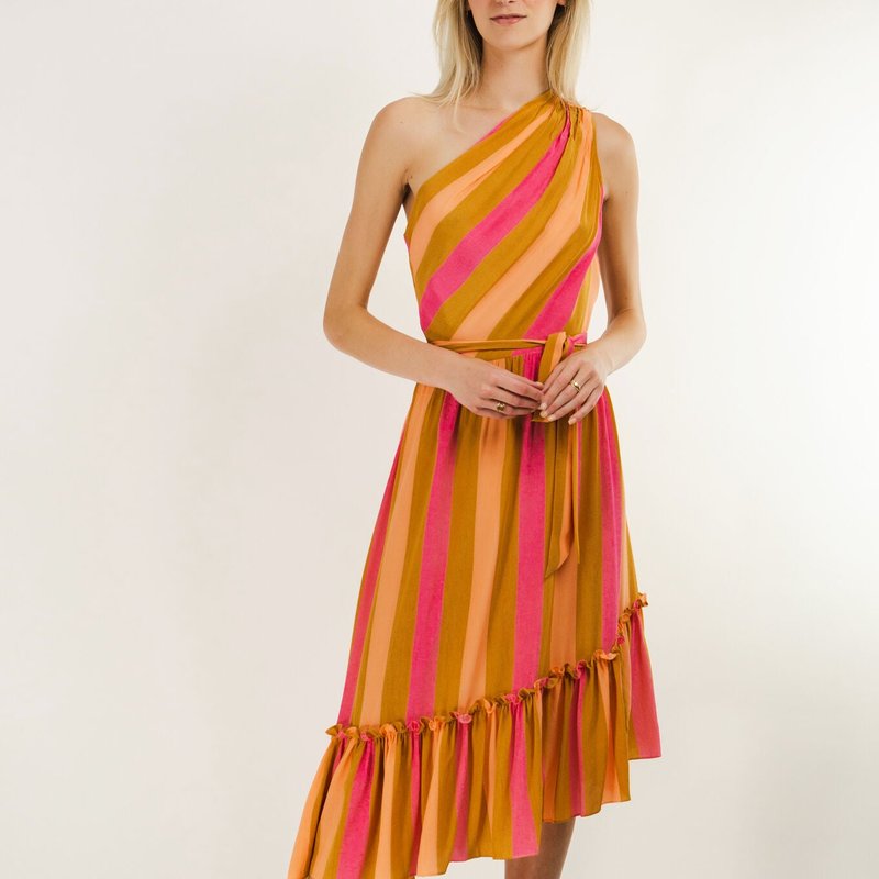 Kristinit Zuzana Dress Stripe In Orange