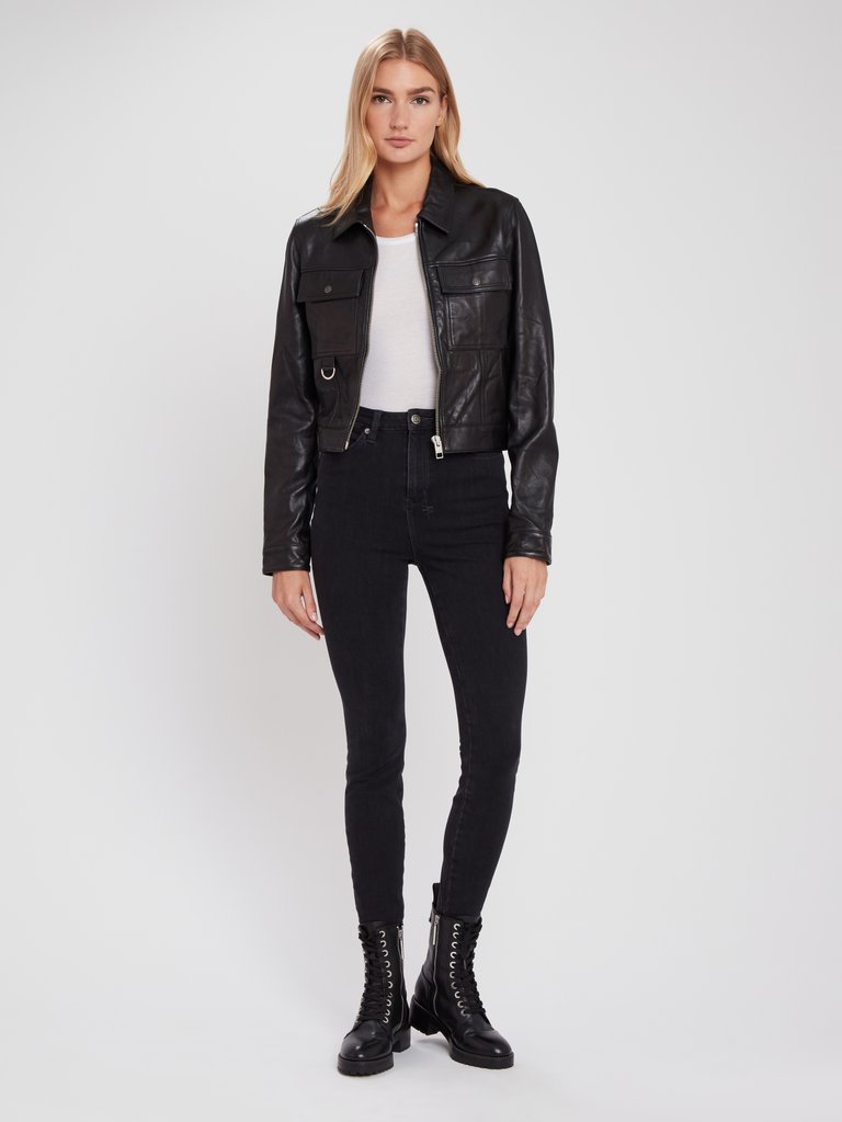 Ksubi Phantom Zip Leather Trucker Jacket | Verishop