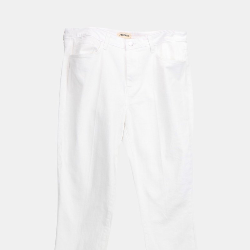 L Agence L'agence Women's Blanc Nadia High Rise Cropped Straight Jean In White