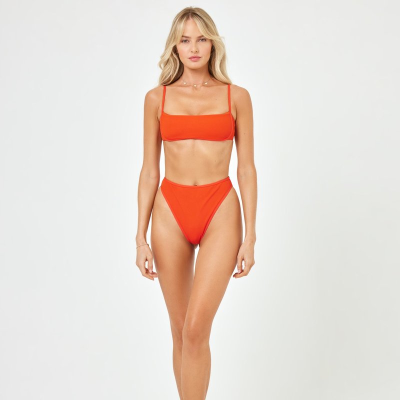 Shop L*space Ribbed Hazel Bikini Top In Orange