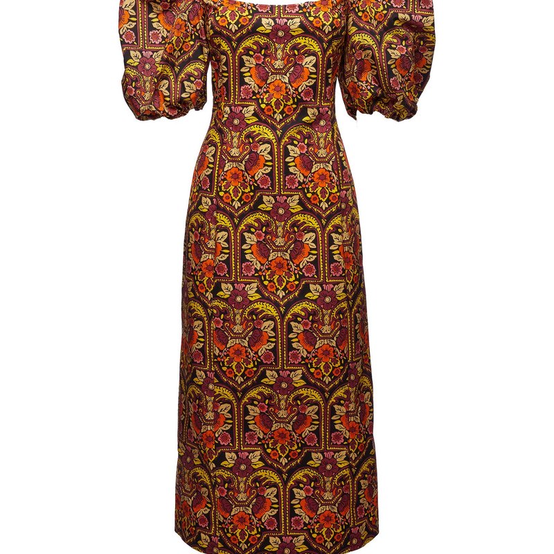 La Doublej Sizzler Printed Dress In Brown