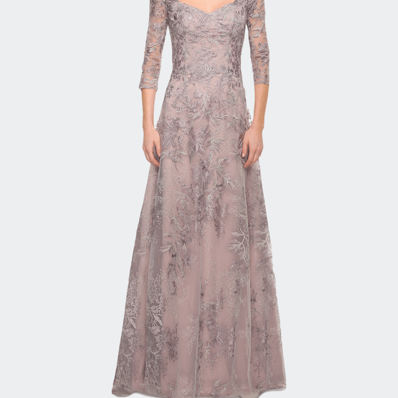 Shop La Femme Lace Mother Of The Bride Dress With Full Skirt In Pink