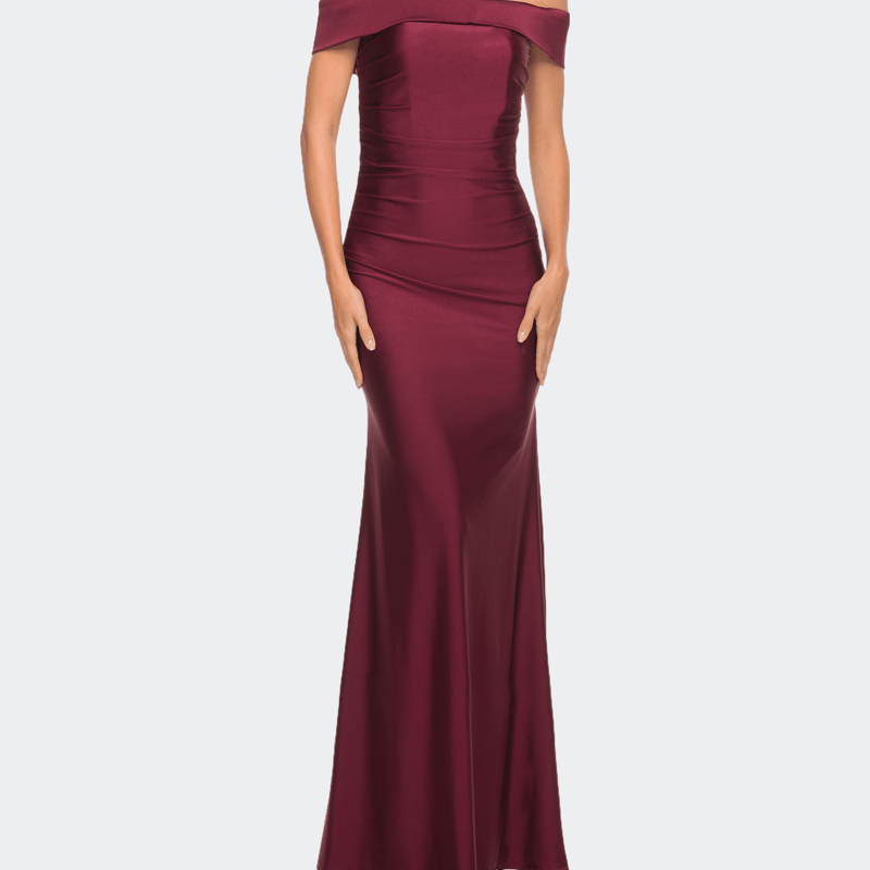 La Femme Off The Shoulder Elegant Long Evening Gown In Red