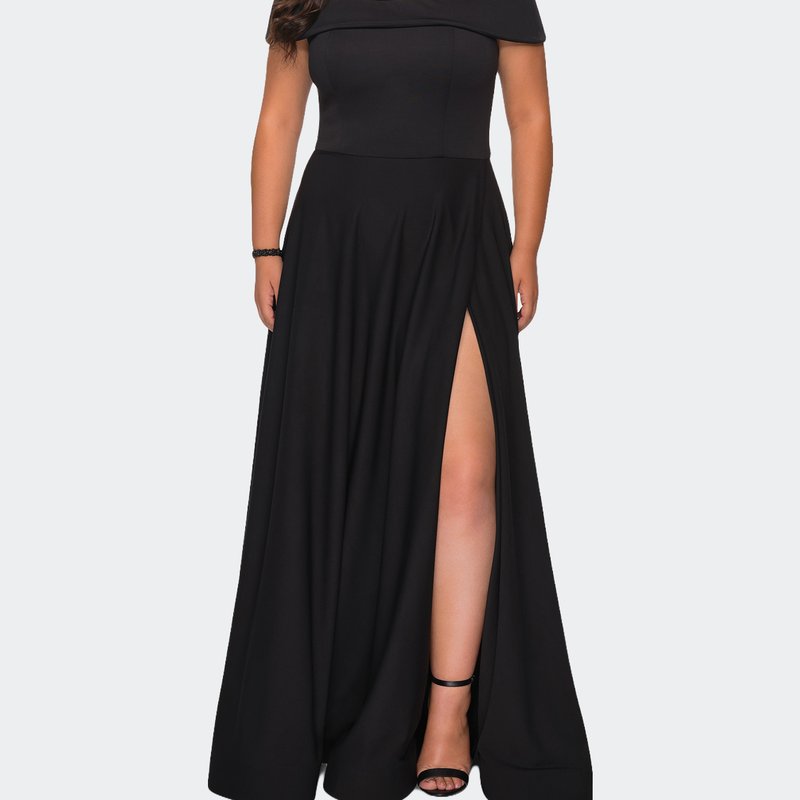 La Femme Off The Shoulder Dress In Black
