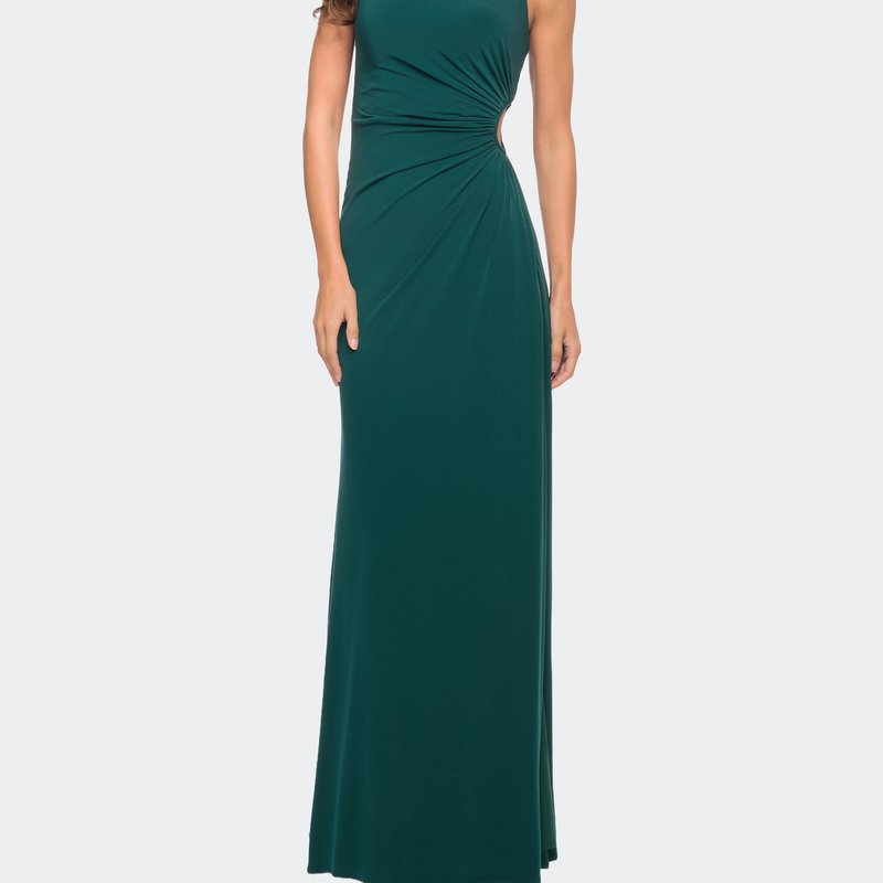 La Femme Prom Dress With Side Cut Out And High Side Slit In Green