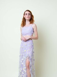 Lavender Daisy Embroidered Skirt - Lavender