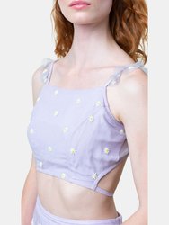 Lavender Daisy Embroidered Skirt