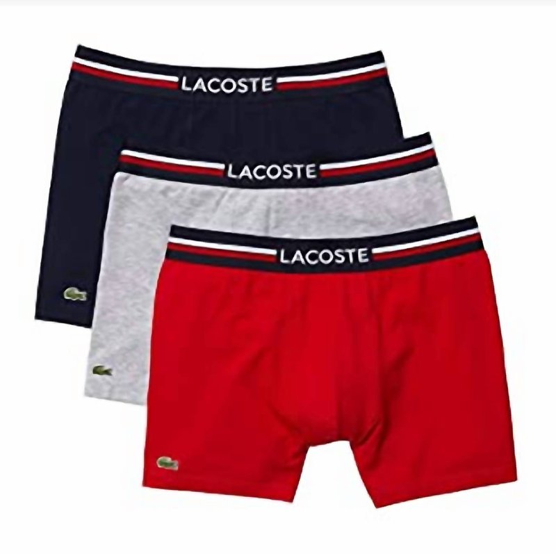 Shop Lacoste Men Boxer Briefs Pack 3 French Flag Iconic Lifestyle In Blue