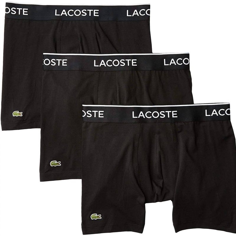 Shop Lacoste Men's Casual Classic 3 Pack Cotton Stretch Boxer Briefs In Black