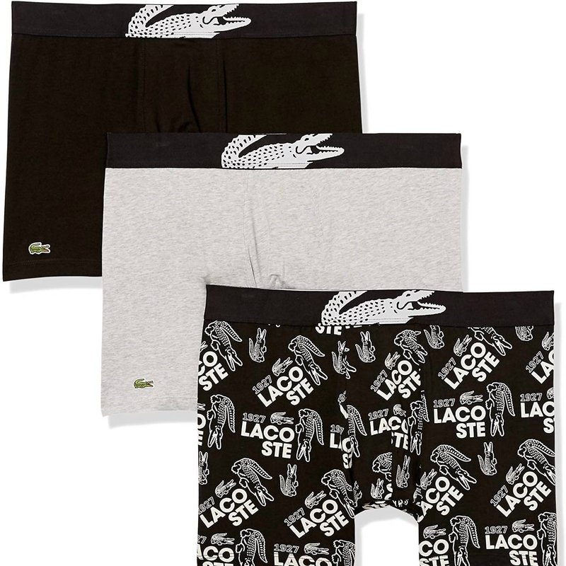 Shop Lacoste Men's Casual Cotton Stretch All Over  Boxer Briefs In Grey