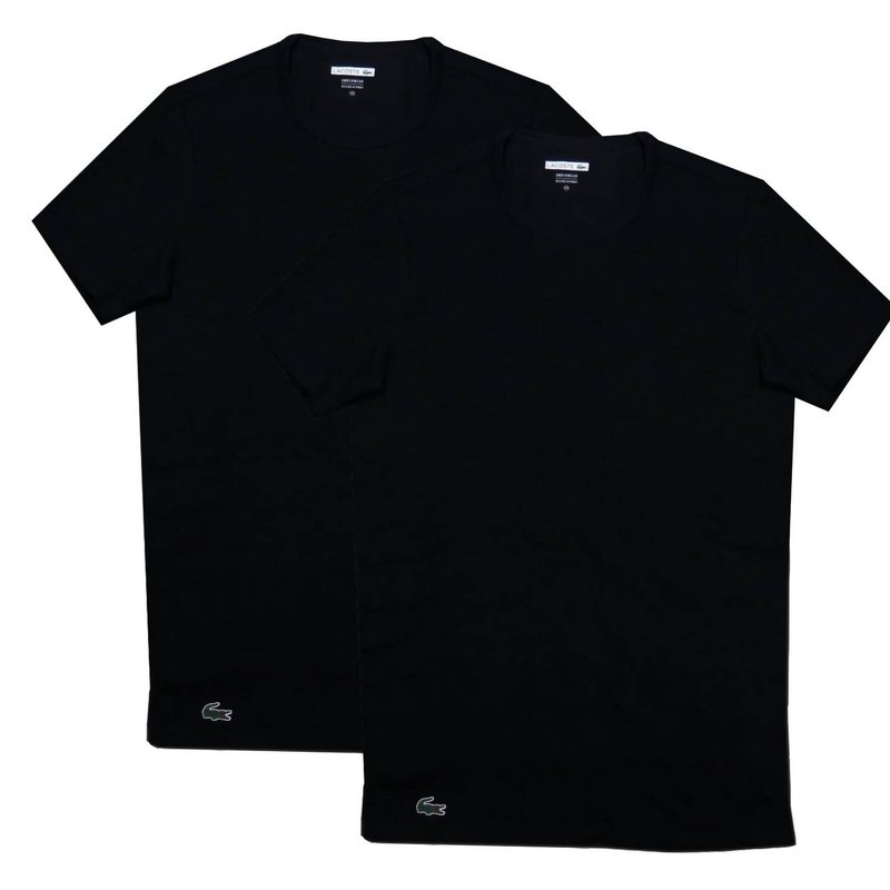 Shop Lacoste Men's Logo Undershirt T-shirt 2 Pack In Black