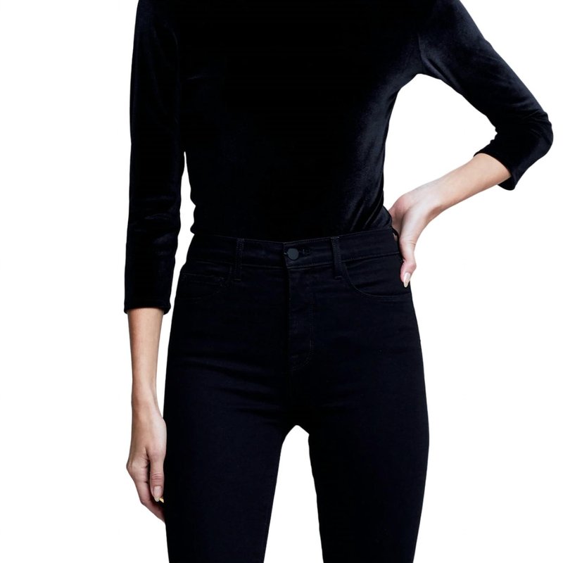 Shop L Agence Aida Turtleneck Bodysuit In Black