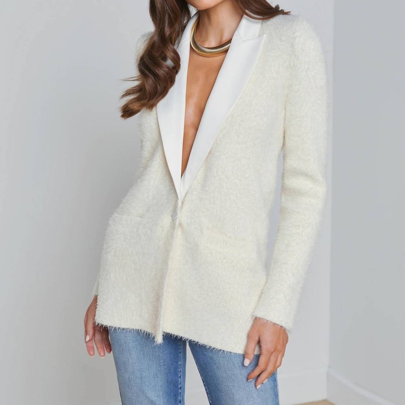 Shop L Agence Baileigh Textured Knit Blazer In White