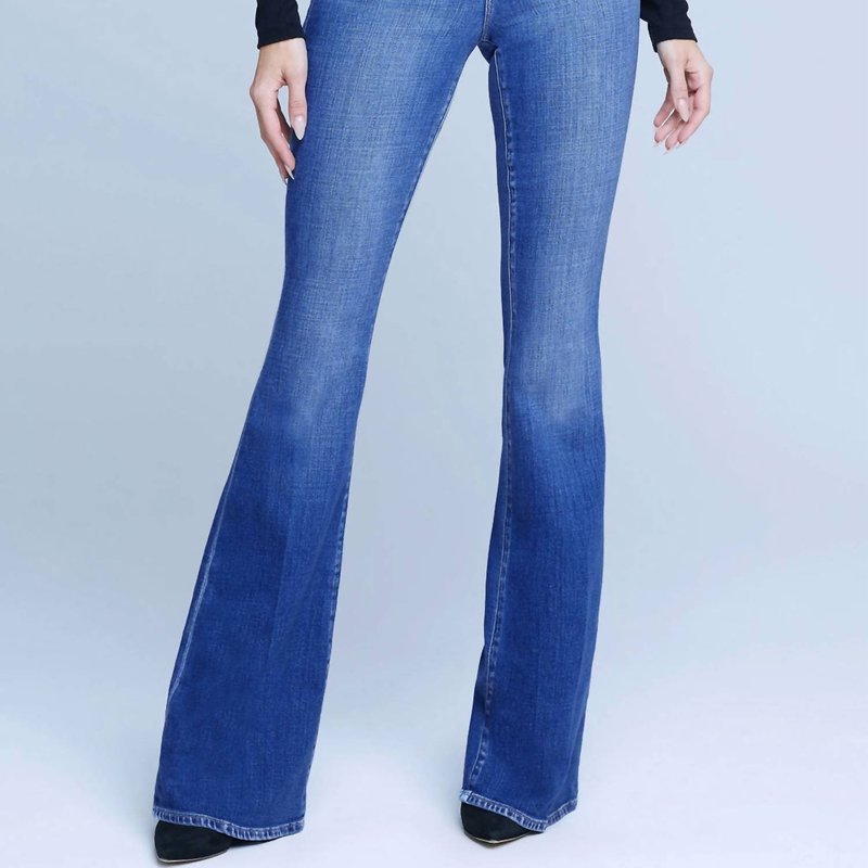 Shop L Agence Bell High Rise Flare Jean In Blue