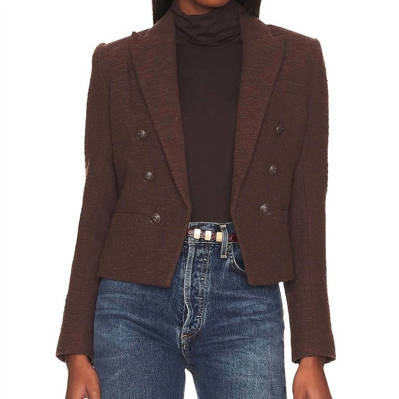 Shop L Agence Brooke Tweed Blazer In Brown