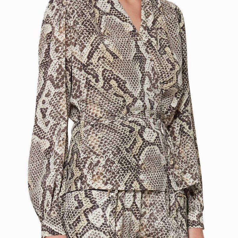 Shop L Agence Cara Wrap Blouse In Grey