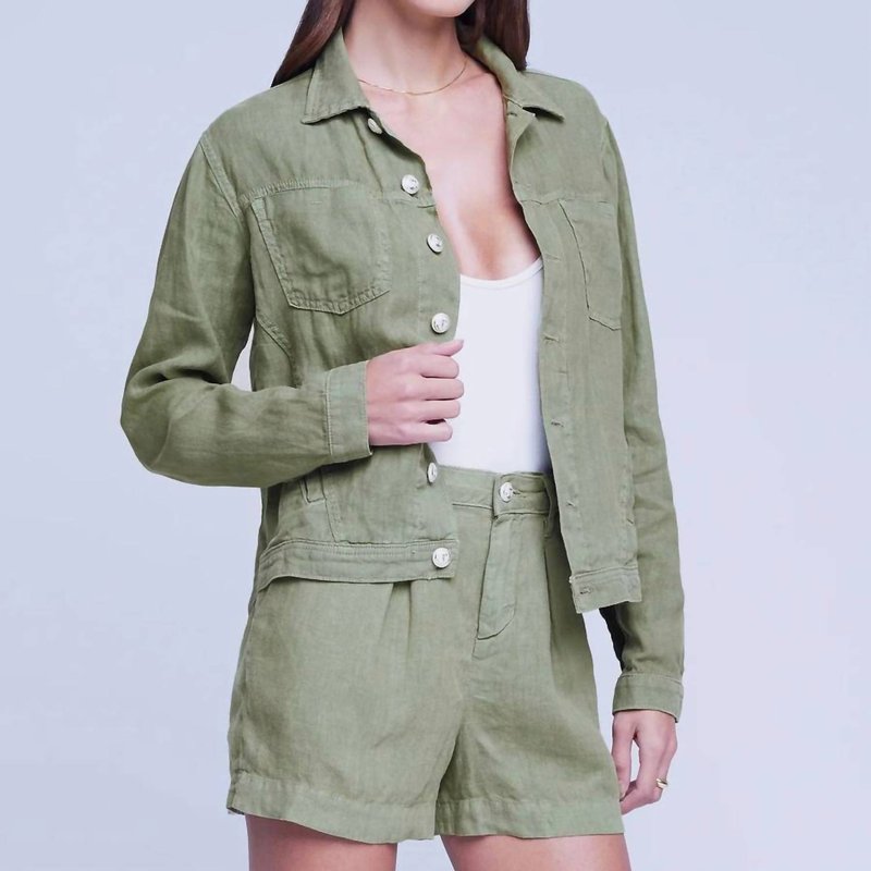 Shop L Agence Celine Linen Jacket In Green
