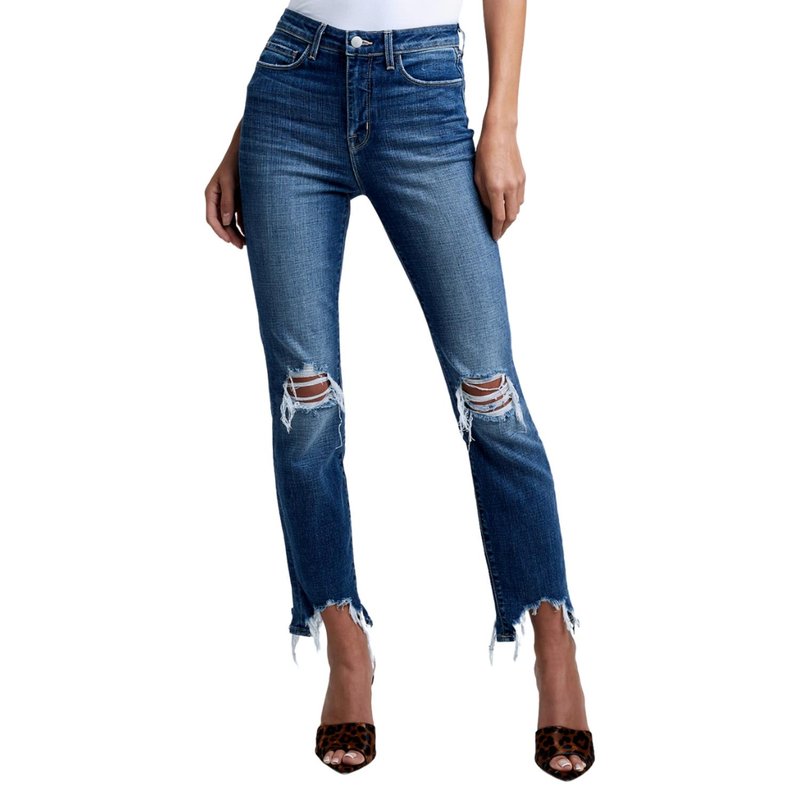 Shop L Agence High Line Jean In Distressed Plaza In Blue