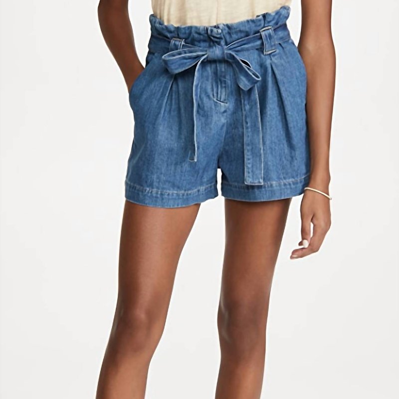 Shop L Agence Hillary Paperbag Shorts In Blue