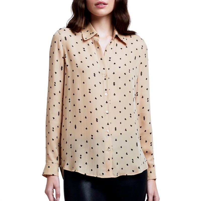 Shop L Agence Nina Blouse In Dark Almond/black Playing Card In Brown