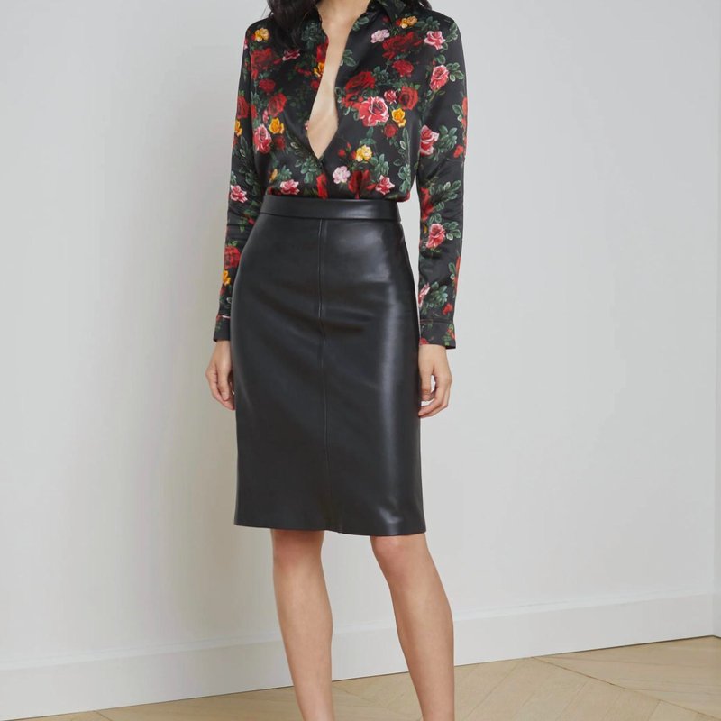 Shop L Agence Rosa Pencil Leather Skirt In Black