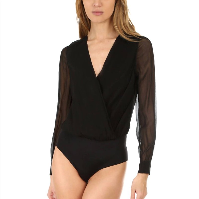 Shop L Agence Tasha Silk Bodysuit In Black
