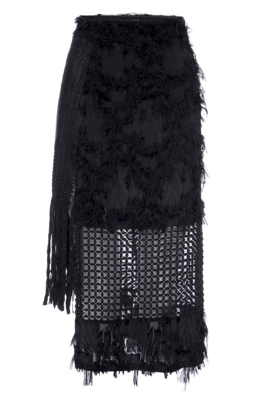 Lahive Jamie Fringe Straight Skirt In Black