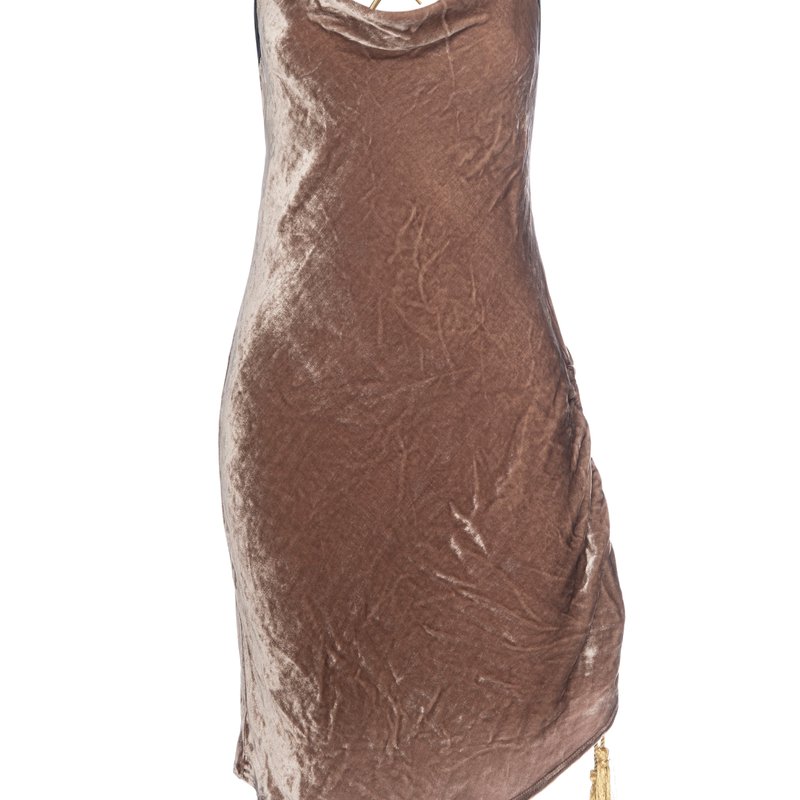 Lahive Jordan Silk Velvet Slip Dress In Brown