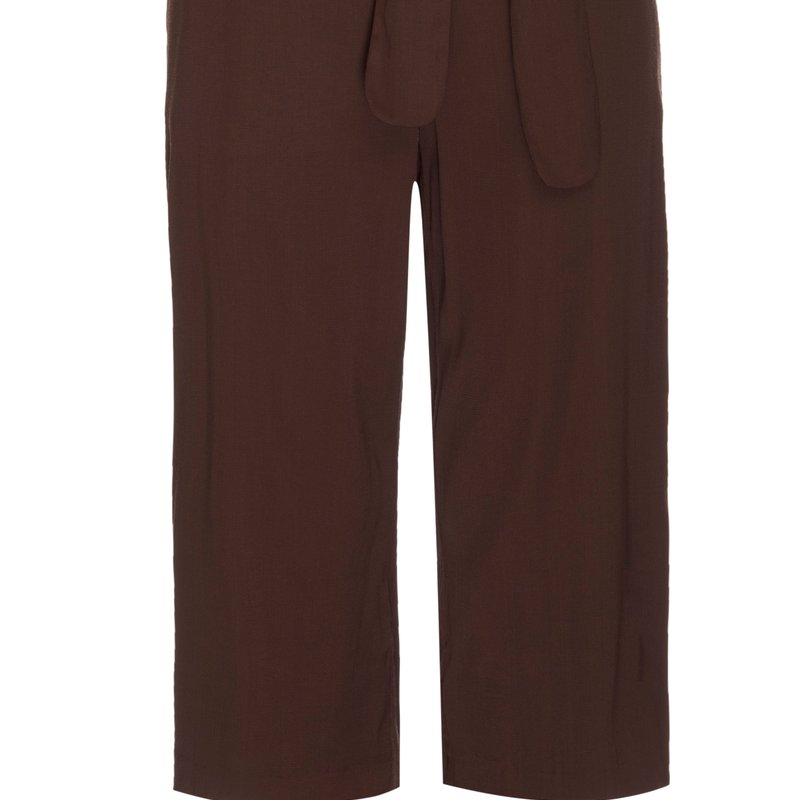 Lahive Lazzaro Cropped Cheery Chocolate Palazzo Pant In Brown