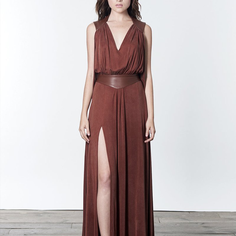 Lahive Olivia Cognac Maxi Dress In Brown