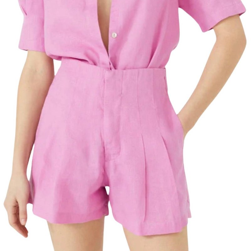 Shop Lanhtropy Frida Linen Shorts In Pink