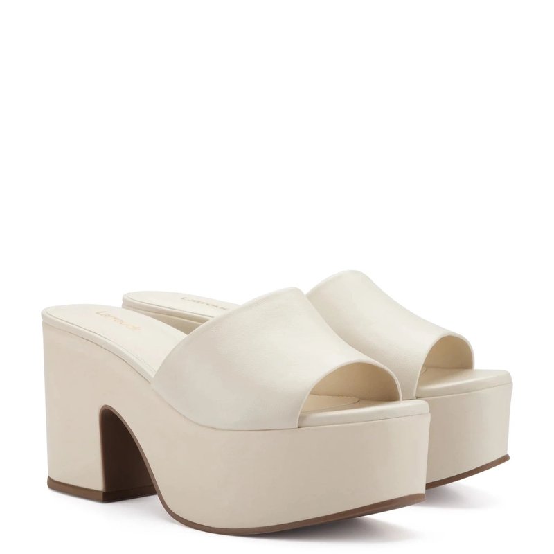 Larroude Miso Leather Platfrom Sandal In Ivory