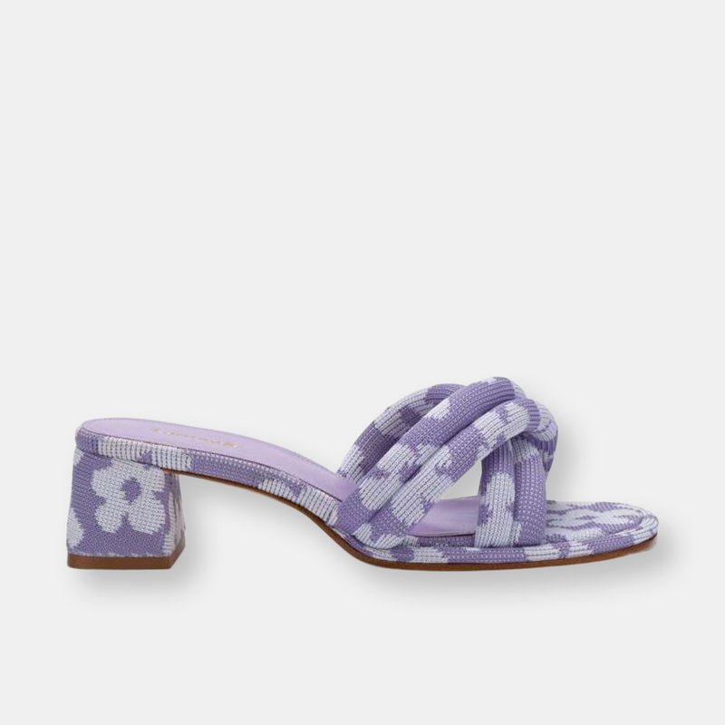 Larroude Mule In Lilac Floral Knit Sandal