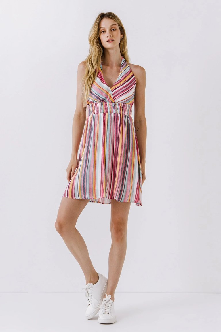 Lv-halter Striped Dress - Multi