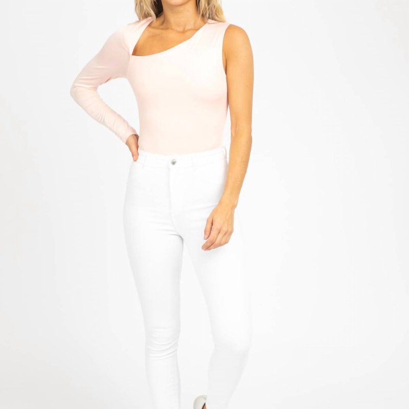 Shop Le Lis Asymmetrical One Sleeve Bodysuit In Pink
