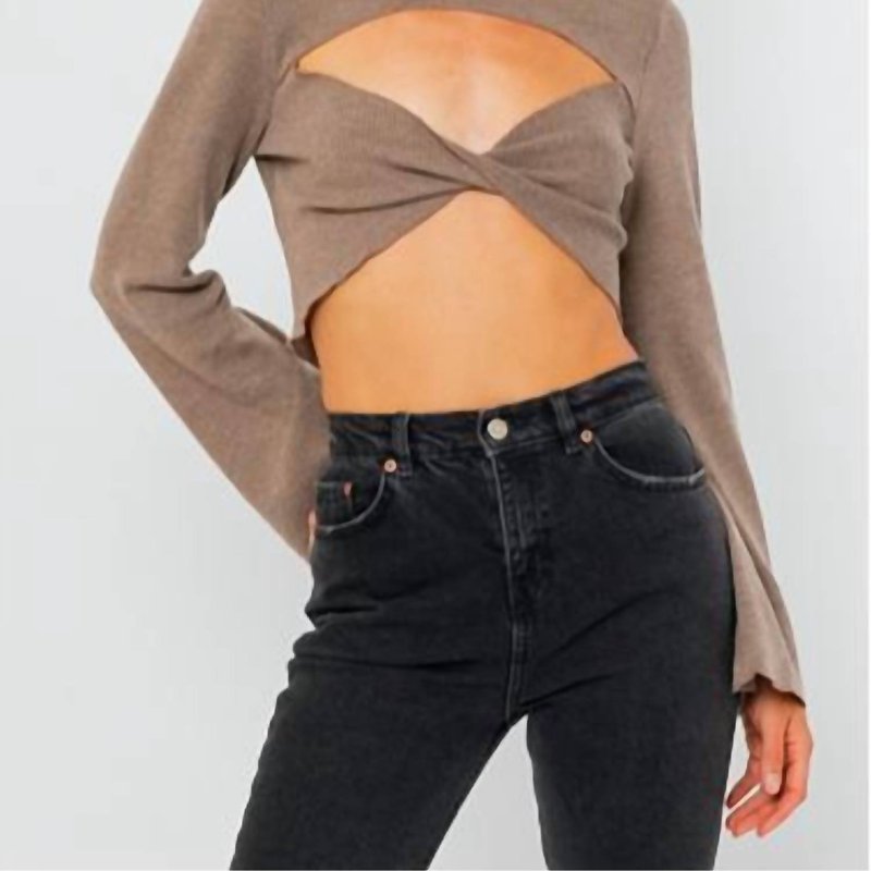 Le Lis Cut Out Crop Top In Taupe In Brown