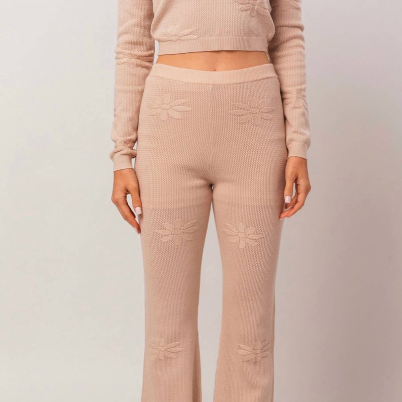 Shop Le Lis Flower Detail Sweater Pants In Taupe In Brown