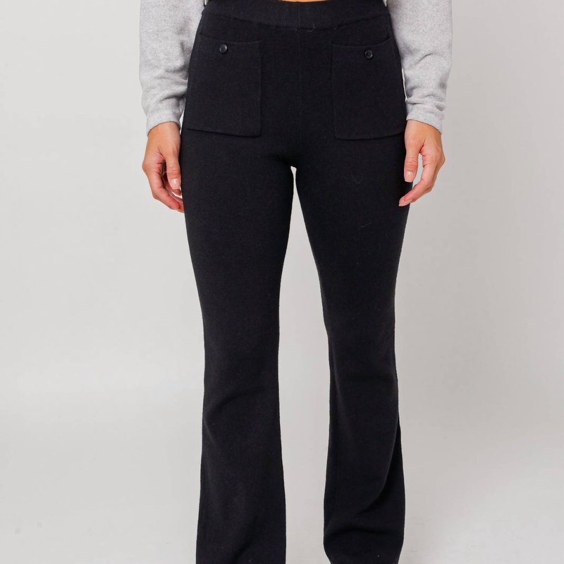 Shop Le Lis Knit Flared Pant In Black