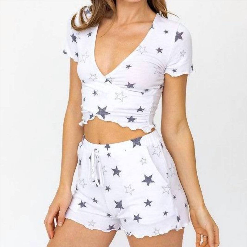 Shop Le Lis Night Sky Lounge Shorts In White