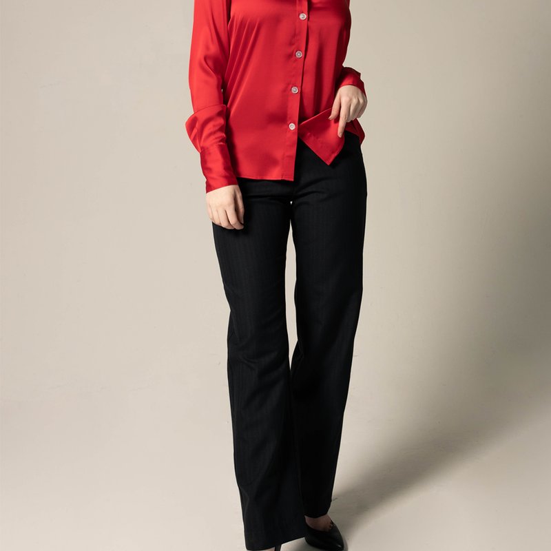 Le Réussi Luxe Silk Blouse In Red