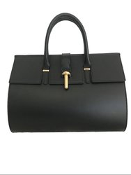Top Handle Cylinder Shaped Handbag - Black