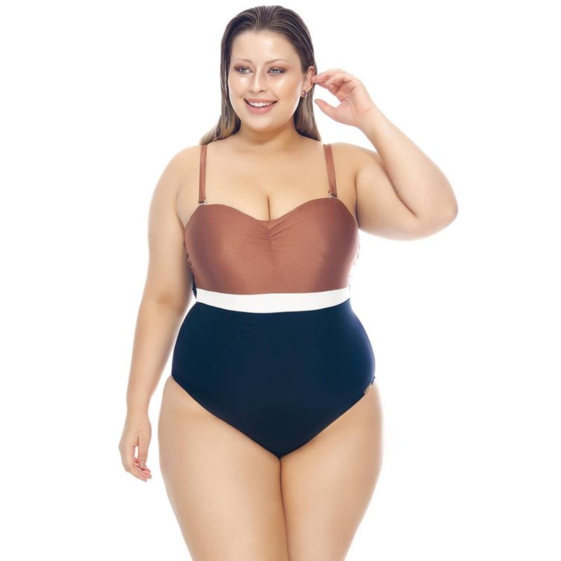 Lehona Coloured Swimsuit With Padded Cups And Wide Straps In Blue