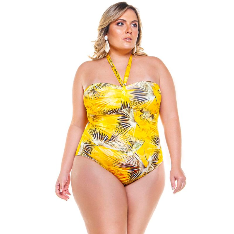 Lehona Padded Strapless Swimsuit With Removable Strap For Woman In Yellow
