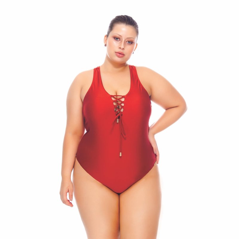 Lehona Padded Swimsuit With Crisscross Detailing In The Neckline For Woman In Orange