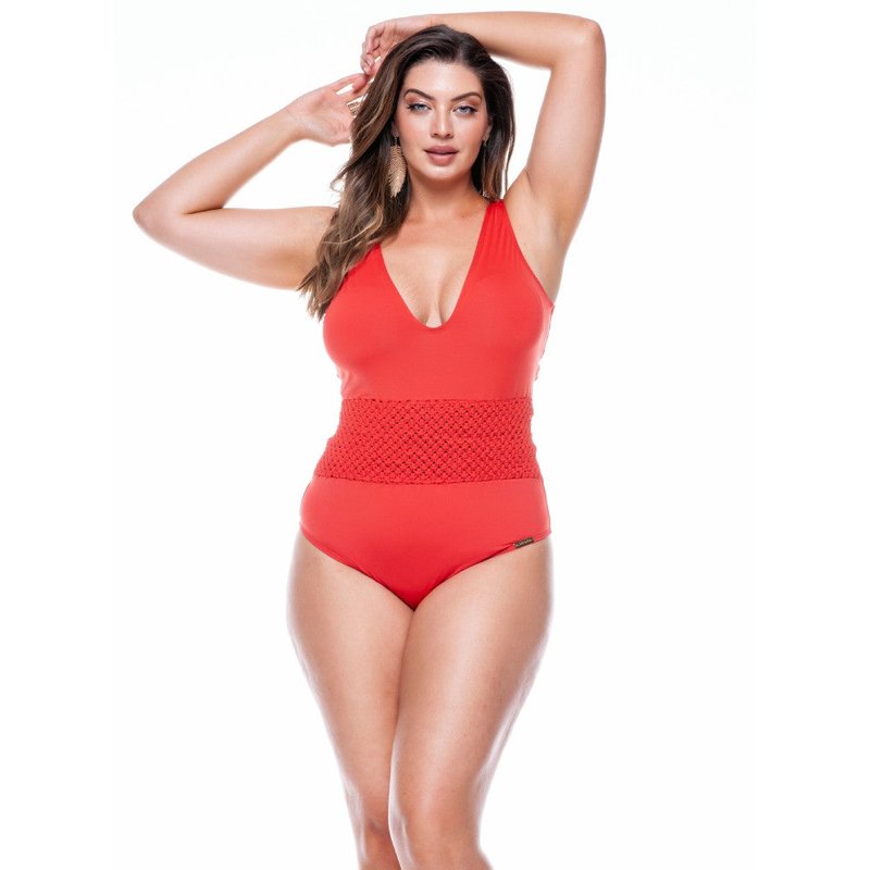 Lehona Swimsuit Cupped With Macrame In Red